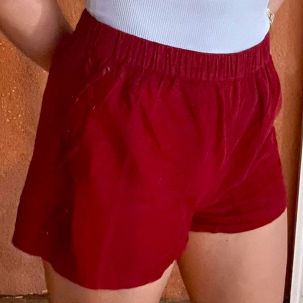 Red Corduroy-like Shorts